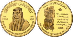 JORDANIE - JORDAN
Abdallah II (1999 à nos jours). 60 dinars, 60e anniversaire de l’indépendance du Royaume hachémite de Jordanie, Flan bruni (PROOF) ...