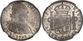 MEXIQUE - MEXICO
Charles IV (1788-1808). 8 réaux 1793 FM, M°, Mexico.
Av. CAROLUS. IIII. - DEI. GRATIA. Buste lauré, drapé et cuirassé, à droite ; a...
