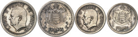 MONACO
Louis II (1922-1949). Coffret de deux essais-piéforts en argent, de 1 et 2 francs par L. Maubert ND (1943), Paris.
Av. LOUIS II PRINCE DE MON...