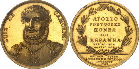 PORTUGAL
Marie et Pierre III (1777-1786). Médaille d’Or, dédiée à la mémoire de Luis Vaz de Camoes par Jean Talbot Dillon 1782.
Av. LUIZ DE - CAMOEN...