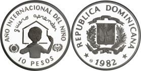 RÉPUBLIQUE DOMINICAINE - DOMINICAN REPUBLIC
République dominicaine (1844 à nos jours). Piéfort de 10 pesos, Année internationale de l’enfant de 1979 ...