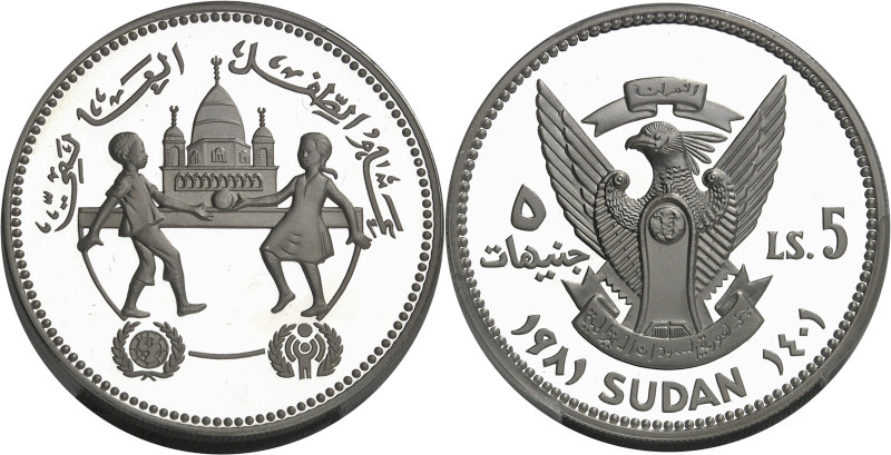 SOUDAN - SUDAN
République (depuis 1956). Piéfort de 5 livres soudanaises, Année...