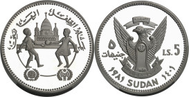 SOUDAN - SUDAN
République (depuis 1956). Piéfort de 5 livres soudanaises, Année internationale de l’enfant de 1979 (IYC) AH 1401 - 1981.
Av. [INTERN...