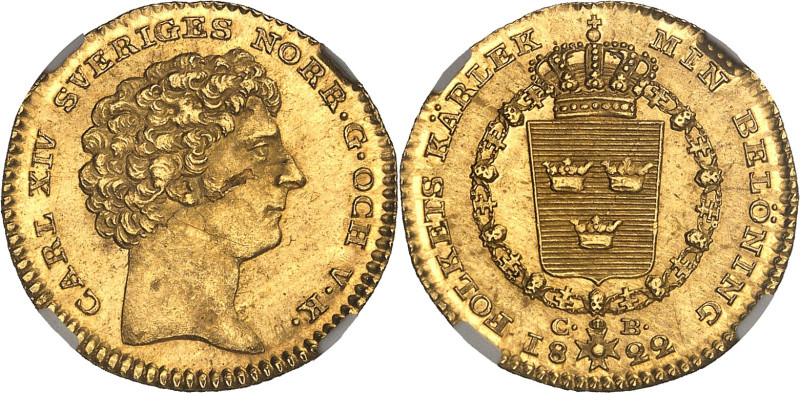 SUÈDE - SWEDEN
Charles XIV Jean (1818-1844). Ducat 1822 CB, Stockholm.
Av. CAR...