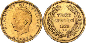 TURQUIE - TURKEY
République, Ismet Inönü (1938-1950). 250 kurush 1946 (1923/23), Ankara.
Av. HAKIMIYET MILLETINDIR. Tête nue à gauche du Président I...