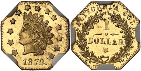USA - UNITED STATES OF AMERICA
République fédérale des États-Unis d’Amérique (1776-à nos jours). 1 dollar octogonal, or de Californie, d’aspect Flan ...