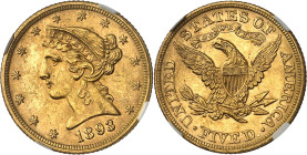 USA - UNITED STATES OF AMERICA
République fédérale des États-Unis d’Amérique (1776-à nos jours). 5 dollars Liberty, avec devise 1893, Philadelphie.
...