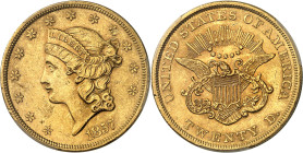USA - UNITED STATES OF AMERICA
République fédérale des États-Unis d’Amérique (1776-à nos jours). 20 dollars Liberty, sans devise 1857, Philadelphie....
