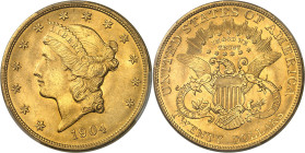 USA - UNITED STATES OF AMERICA
République fédérale des États-Unis d’Amérique (1776-à nos jours). 20 dollars Liberty, avec devise 1904, Philadelphie....