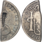 VIERGES BRITANNIQUES (ÎLES) - BRITISH VIRGIN ISLANDS
Tortola (île de), Georges III (1760-1820). 1/2 dollar (4 shilling 1 1/2 pence) sur 1/2 pièce de ...