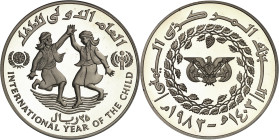 YEMEN
République arabe du Yémen ou Nord-Yémen (1962-1990). Piéfort de 25 riyals, Année internationale de l’enfant de 1979 (IYC) AH 1403 - 1983.
Av. ...