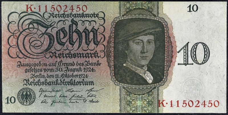 ALLEMAGNE - GERMANY
10 mark 11 octobre 1924.
P.175 - Ros.168b.
C’est le secon...