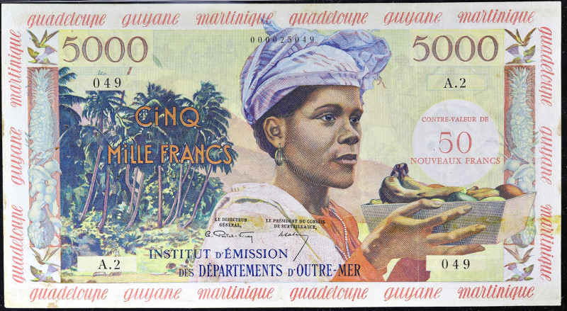 ANTILLES FRANÇAISES - FRENCH ANTILLES
50 nouveaux francs surchargé sur 5000 fra...