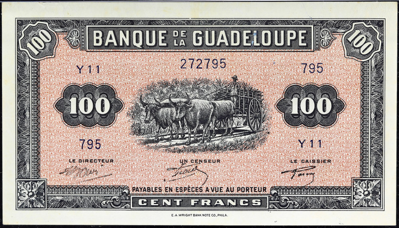 GUADELOUPE
100 francs type “impression US” ND (1942).
P.23b.
C’est le second ...