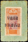 GUINÉE - GUINEA
10 centimes type ”Afrique Occidentale française” ND (1920).
P.4.
Timbre monnaie orange sur un papier carton de forme rectangulaire ...