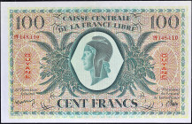 GUYANE FRANÇAISE - FRENCH GUIANA
100 francs type Caisse centrale de la France Libre “Impression GB” 1941.
P.16a.
Alphabet PF - numéro 148110, type ...