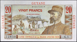 GUYANE FRANÇAISE - FRENCH GUIANA
20 francs type “Émile Gentil” ND (1946).
P.21a.
Top Pop : c’est le plus bel exemplaire gradé ! Alphabet X.5 - numé...