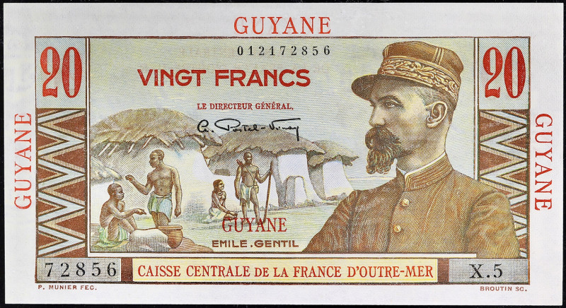 GUYANE FRANÇAISE - FRENCH GUIANA
20 francs type “Émile Gentil” ND (1946).
P.21...