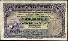 PALESTINE
500 mils type “Palestine” 20 avril 1939.
P.6c.
Alphabet J - numéro 046990, type recherché dans tous les états de conservation.
PMG 25 Ve...