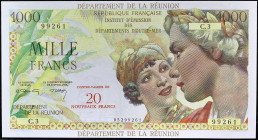 RÉUNION (ÎLE DE LA) - REUNION
20 nouveaux francs surchargé sur 1000 francs type “Union française” ND (1971).
P.55b.
Alphabet C.3 - numéro 99261, ty...