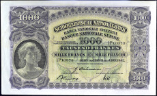 SUISSE - SWITZERLAND
1000 franken 4 décembre 1942.
P.37f.
C’est le second plus haut grade ! Alphabet 1P - numéro 10373, type rare et recherché dans...