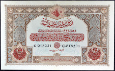 TURQUIE - TURKEY
25 livres ND (1917) / AH (1333).
P.105.
C’est le second plus haut grade ! Alphabet G - numéro 018231, type très rare et recherché....