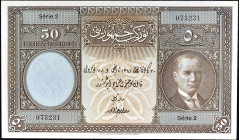 TURQUIE - TURKEY
50 livres avec le portrait d’Atatürk ND (1926) / AH (1341).
P.122a.
C’est le second plus haut grade ! Série 2 - numéro 073231, imp...