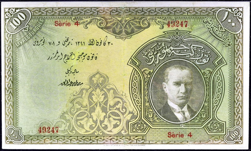 TURQUIE - TURKEY
100 livres avec le portrait d’Atatürk ND (1926) / AH (1341).
...