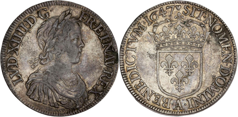 FRANCE / CAPÉTIENS - FRANCE / ROYAL
Louis XIV (1643-1715). Écu à la mèche longue...