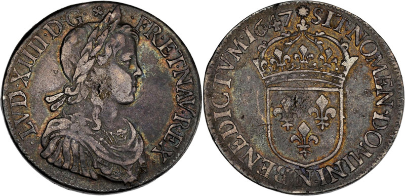 FRANCE / CAPÉTIENS - FRANCE / ROYAL
Louis XIV (1643-1715). Écu à la mèche longue...
