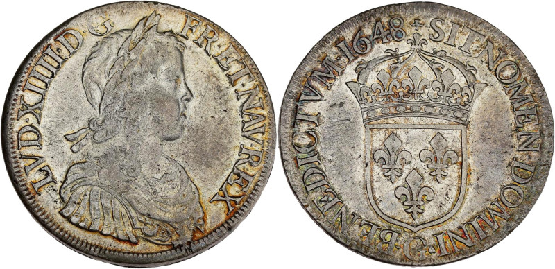 FRANCE / CAPÉTIENS - FRANCE / ROYAL
Louis XIV (1643-1715). Écu à la mèche longue...