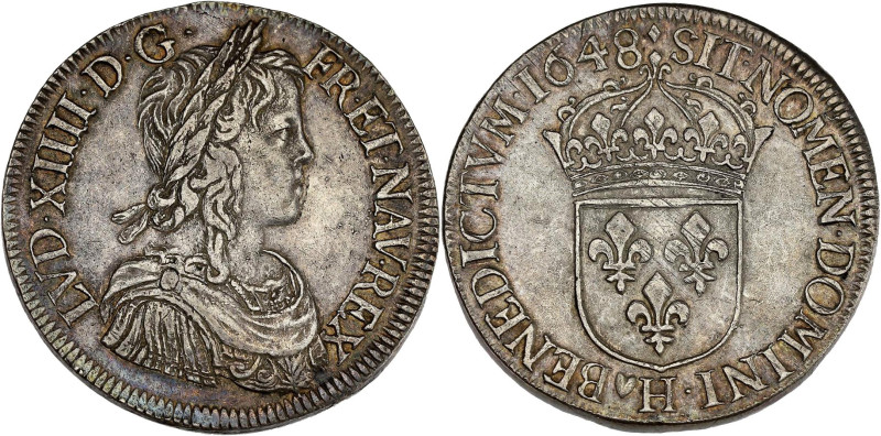 FRANCE / CAPÉTIENS - FRANCE / ROYAL
Louis XIV (1643-1715). Écu à la mèche longue...