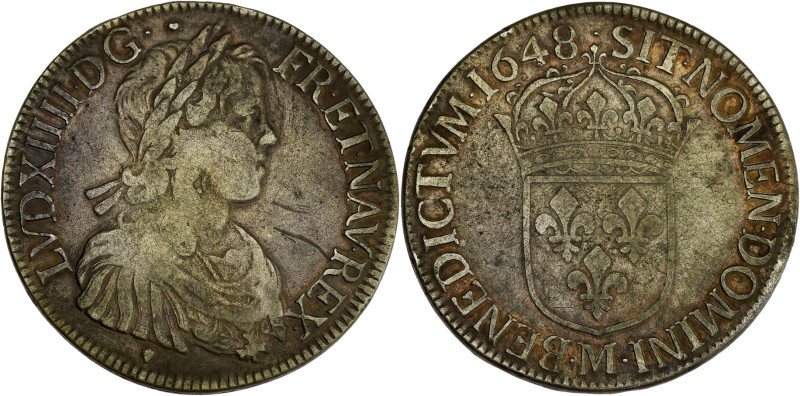 FRANCE / CAPÉTIENS - FRANCE / ROYAL
Louis XIV (1643-1715). Écu à la mèche longue...