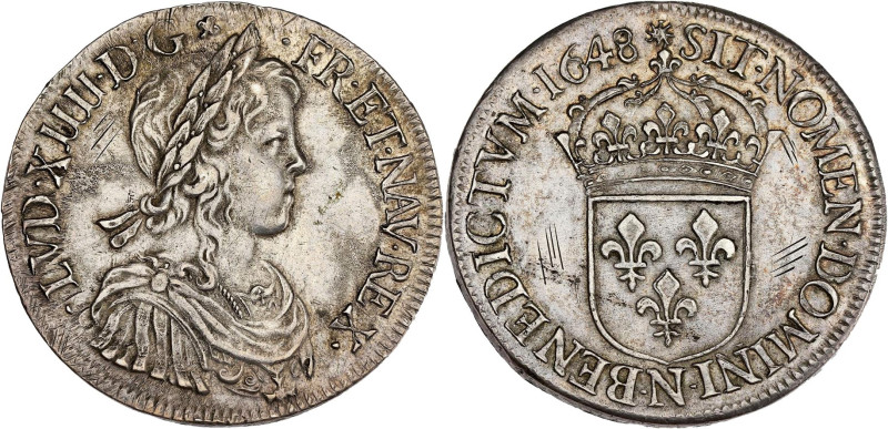 FRANCE / CAPÉTIENS - FRANCE / ROYAL
Louis XIV (1643-1715). Écu à la mèche longue...