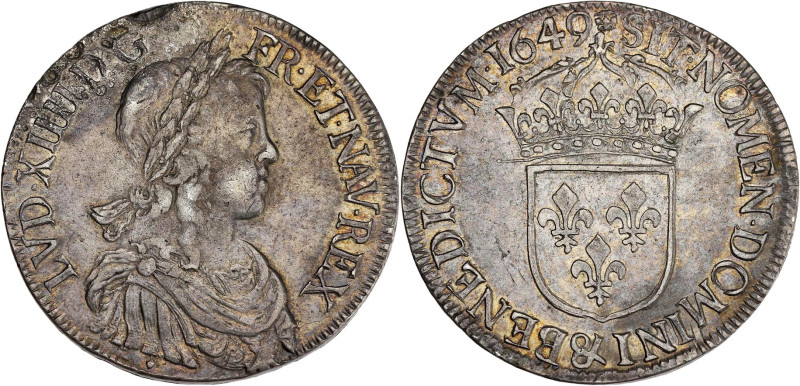 FRANCE / CAPÉTIENS - FRANCE / ROYAL
Louis XIV (1643-1715). Écu à la mèche longue...