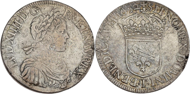FRANCE / CAPÉTIENS - FRANCE / ROYAL
Louis XIV (1643-1715). Écu à la mèche longue...
