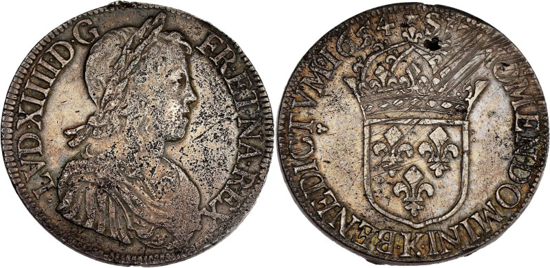 FRANCE / CAPÉTIENS - FRANCE / ROYAL
Louis XIV (1643-1715). Écu à la mèche longue...