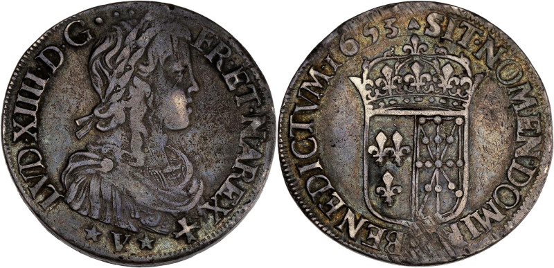 FRANCE / CAPÉTIENS - FRANCE / ROYAL
Louis XIV (1643-1715). Écu de Navarre à la m...