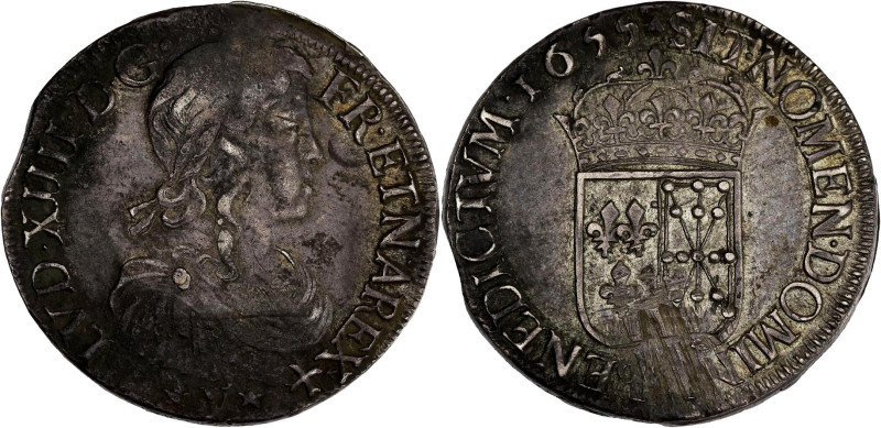 FRANCE / CAPÉTIENS - FRANCE / ROYAL
Louis XIV (1643-1715). Écu de Navarre à la m...