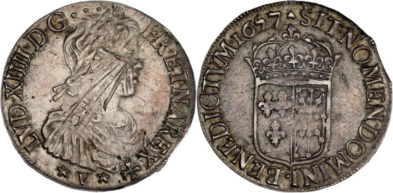 FRANCE / CAPÉTIENS - FRANCE / ROYAL
Louis XIV (1643-1715). Écu de Navarre à la m...