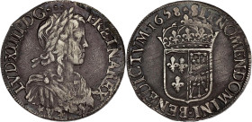 FRANCE / CAPÉTIENS - FRANCE / ROYAL
Louis XIV (1643-1715). Écu de Navarre à la mèche longue 1658, Saint-Palais.
Dy.1473 - G.203 - Dav.3800 ; Argent - ...