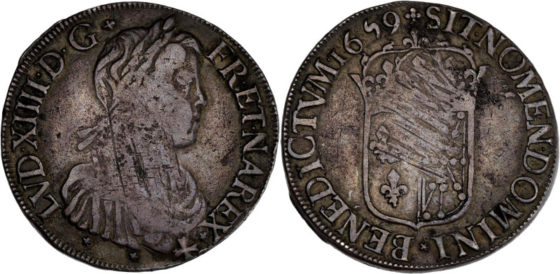 FRANCE / CAPÉTIENS - FRANCE / ROYAL
Louis XIV (1643-1715). Écu de Navarre à la m...