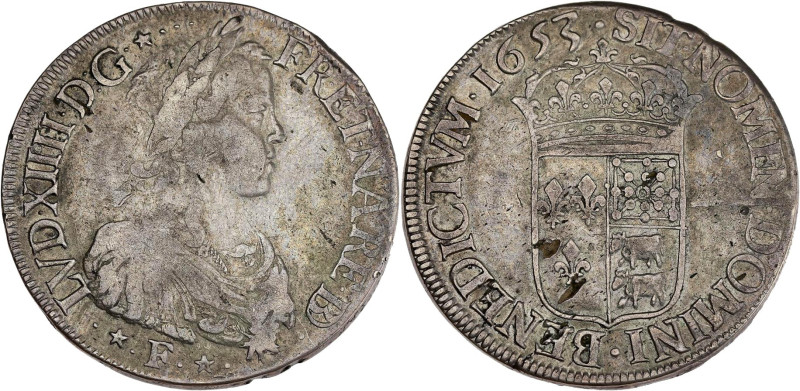 FRANCE / CAPÉTIENS - FRANCE / ROYAL
Louis XIV (1643-1715). Écu de Béarn à la mèc...