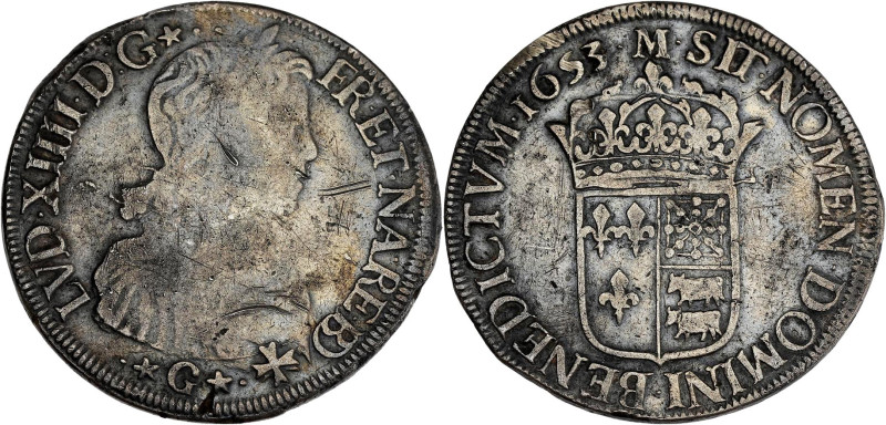 FRANCE / CAPÉTIENS - FRANCE / ROYAL
Louis XIV (1643-1715). Écu de Béarn à la mèc...