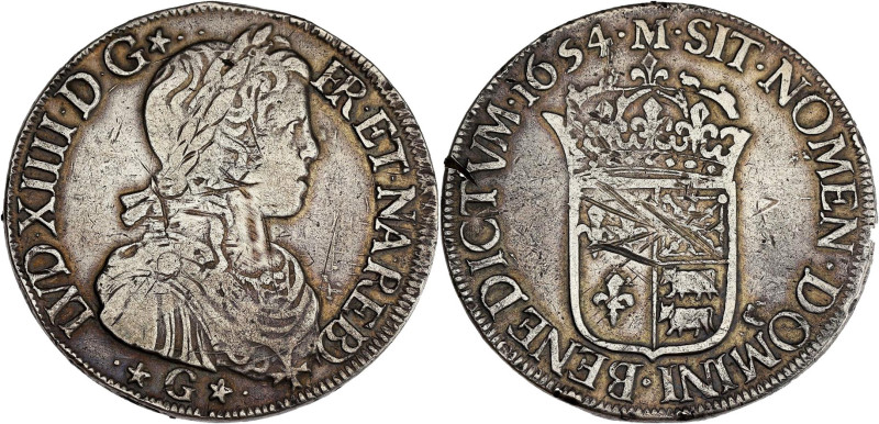 FRANCE / CAPÉTIENS - FRANCE / ROYAL
Louis XIV (1643-1715). Écu de Béarn à la mèc...