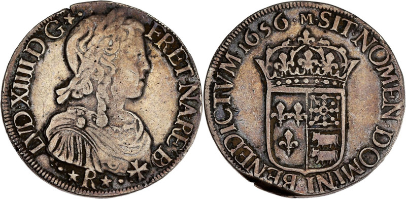 FRANCE / CAPÉTIENS - FRANCE / ROYAL
Louis XIV (1643-1715). Écu de Béarn à la mèc...
