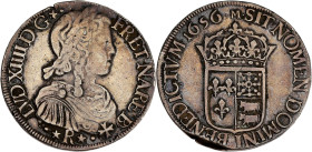 FRANCE / CAPÉTIENS - FRANCE / ROYAL
Louis XIV (1643-1715). Écu de Béarn à la mèche longue 1656, Morlaàs.
Dy.1477 - G.204 - Dav.3801 ; Argent - 25,4 g ...