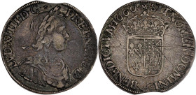 FRANCE / CAPÉTIENS - FRANCE / ROYAL
Louis XIV (1643-1715). Écu de Béarn à la mèche longue 1660, Morlaàs.
Dy.1477 - G.204 - Dav.3801 ; Argent - 26,78 g...