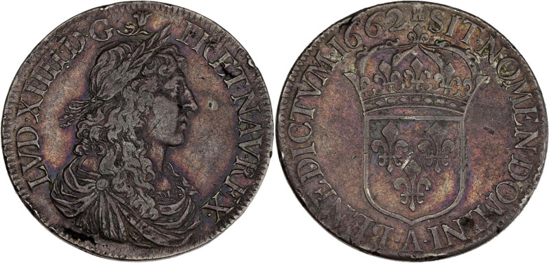 FRANCE / CAPÉTIENS - FRANCE / ROYAL
Louis XIV (1643-1715). Écu au buste juvénile...