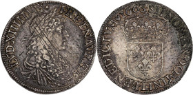 FRANCE / CAPÉTIENS - FRANCE / ROYAL
Louis XIV (1643-1715). Écu au buste juvénile, 1er poinçon d’effigie 1663, L, Bayonne.
Dy.1483 - G.205 - Dav.3802 ;...